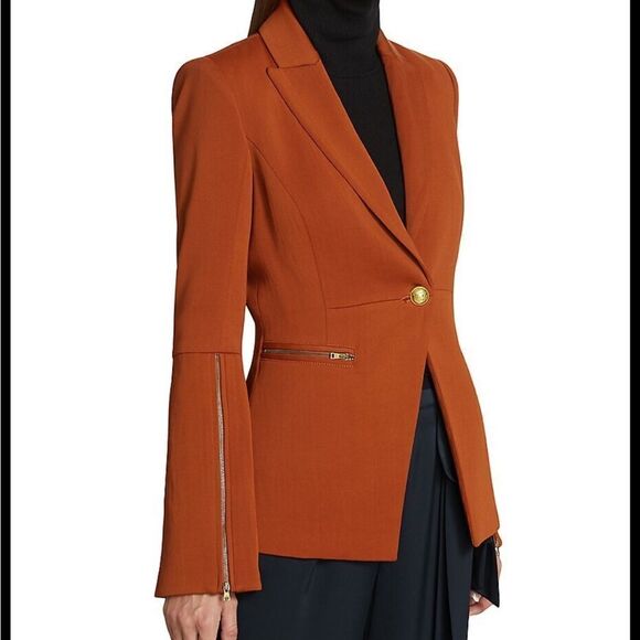 Ramy Brook Rachel Zip Sleeve Single Button Blazer in Cinnamon 6 - Picture 13 of 13